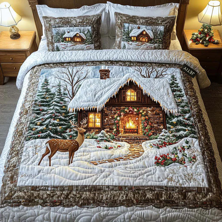 3-Piece Quilted Bedspread Set - Cosy Cabin