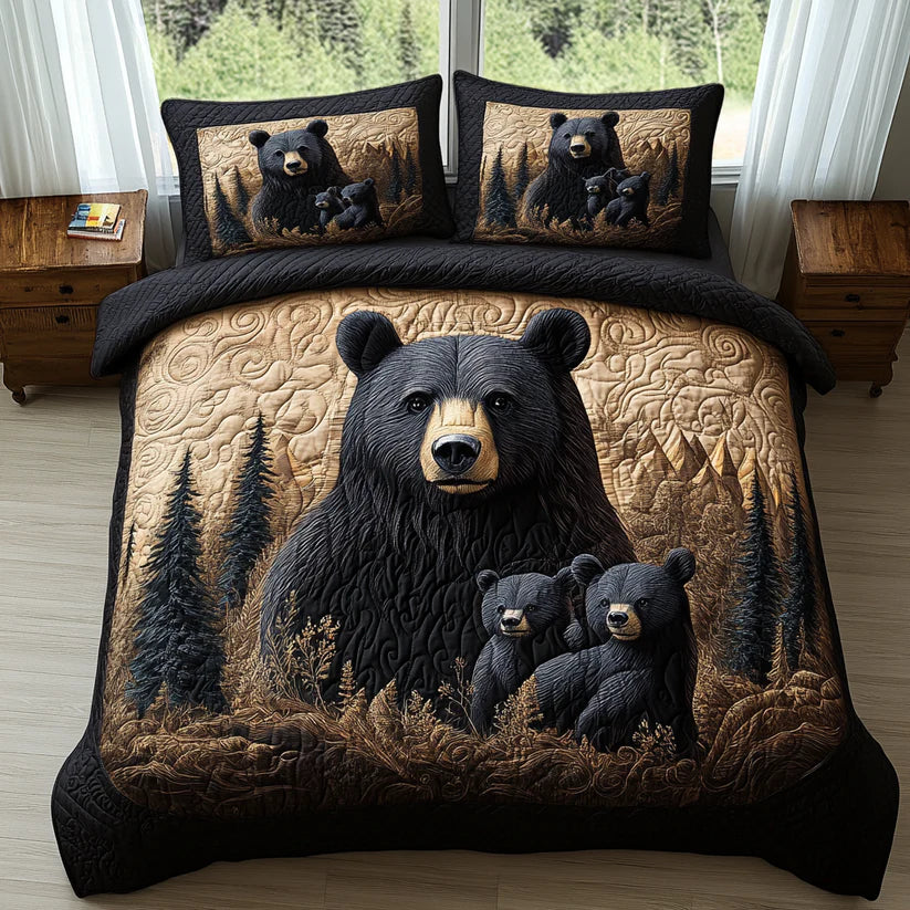 3-Piece Quilted Bedspread Set - Forest Animals