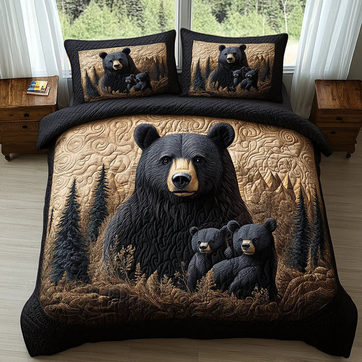 3-Piece Quilted Bedspread Set - Forest Animals
