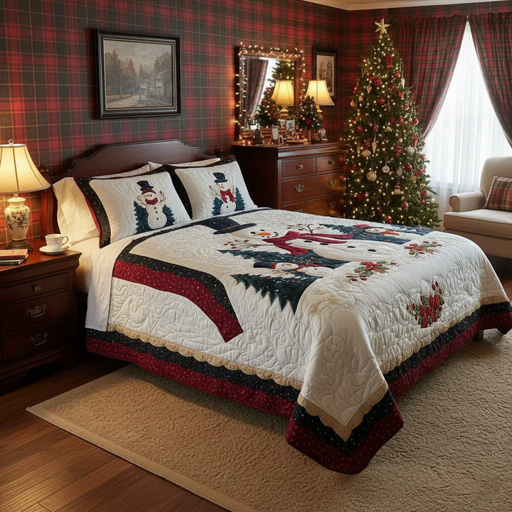 3-Piece Quilted Bedspread Set - Frozen Friends
