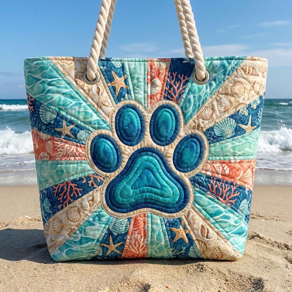 Handmade Beach Bag | Paw Prints