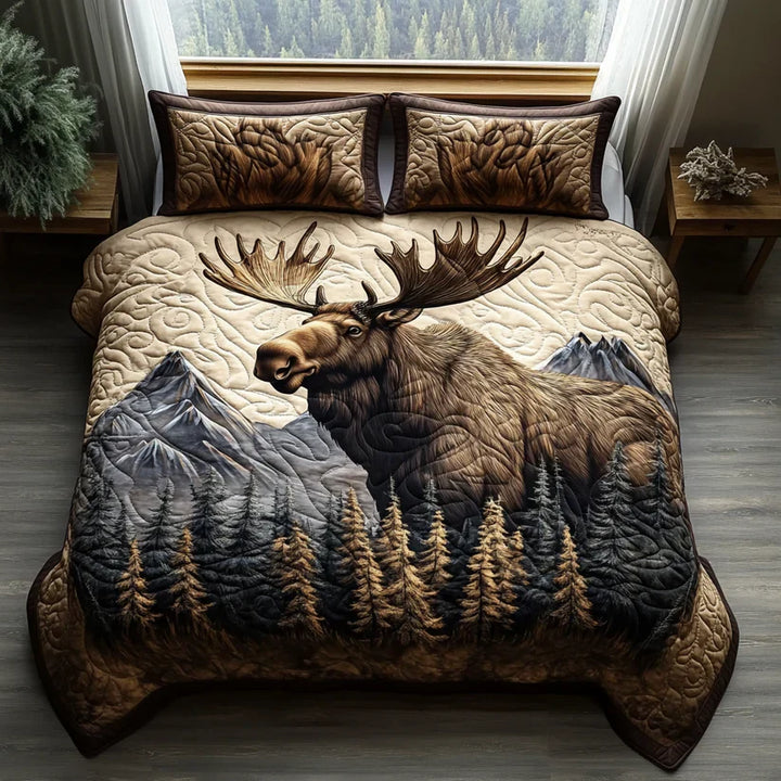 3-Piece Quilted Bedspread Set - Forest Animals