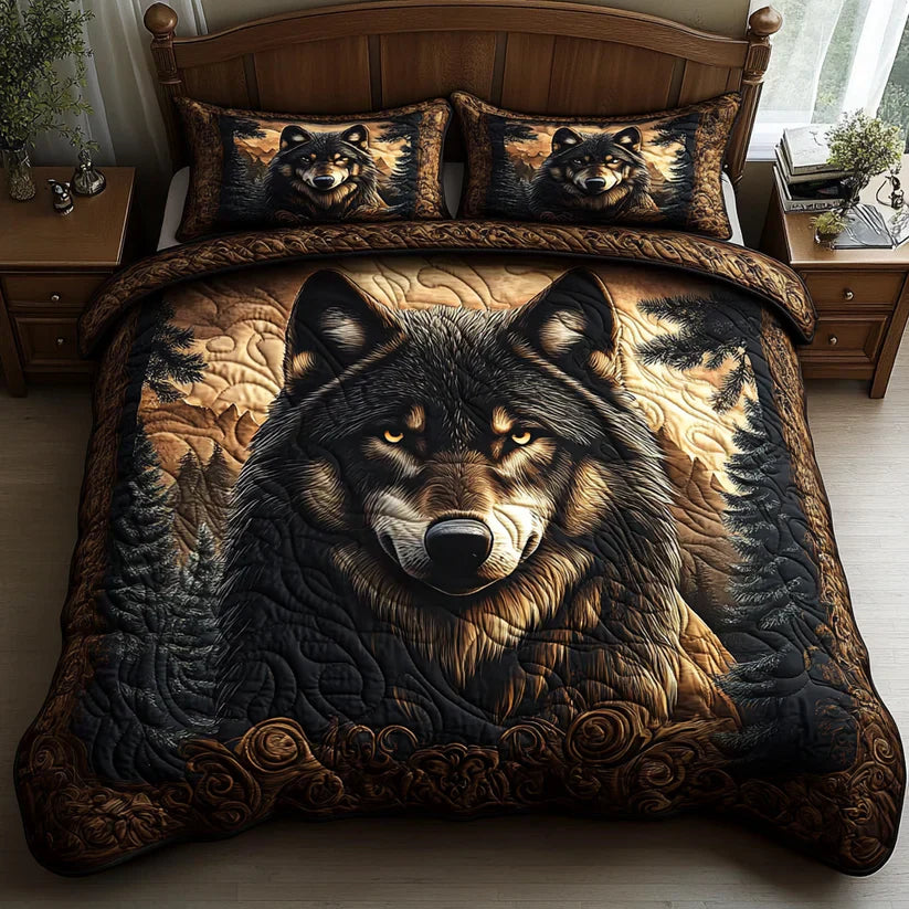 3-Piece Quilted Bedspread Set - Forest Animals