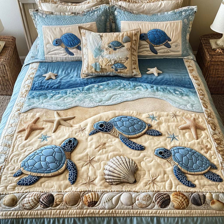 3-Piece Quilted Bedspread Set - Turtles