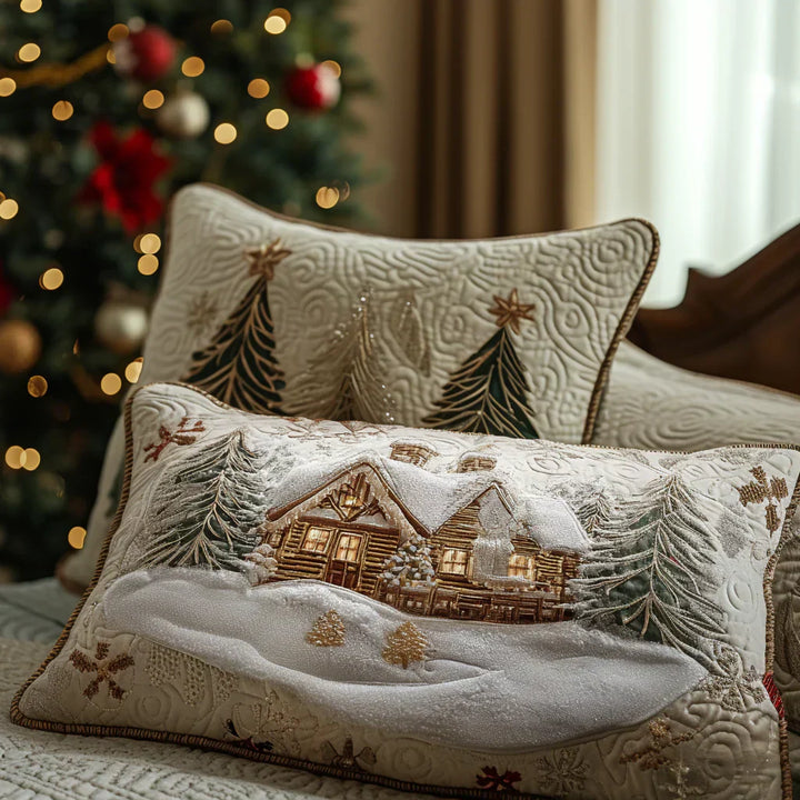 Quilted Pillowcase - House in the Snow