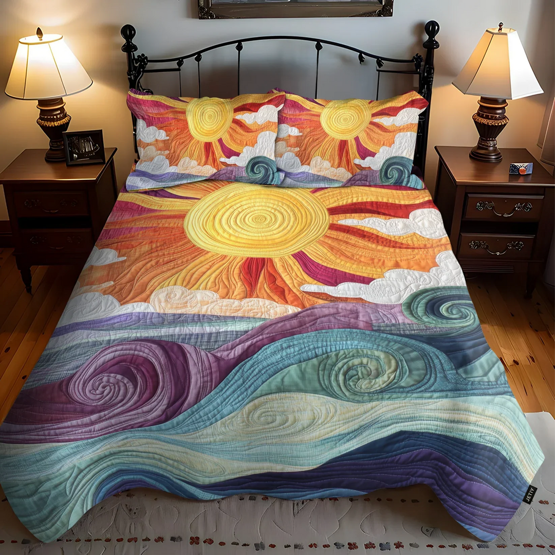 3-Piece Quilted Bedspread Set - Sunbeam Charm