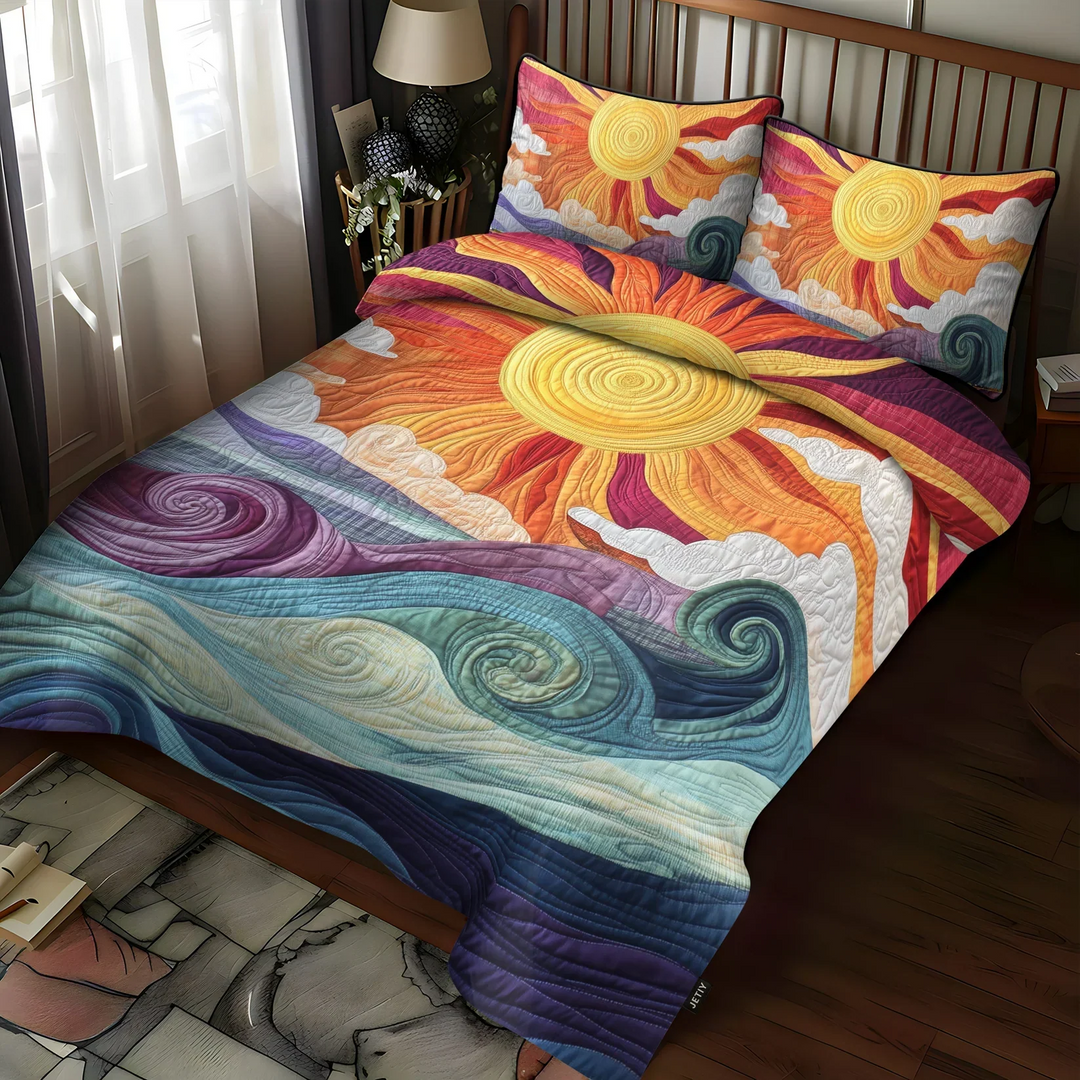 3-Piece Quilted Bedspread Set - Sunbeam Charm