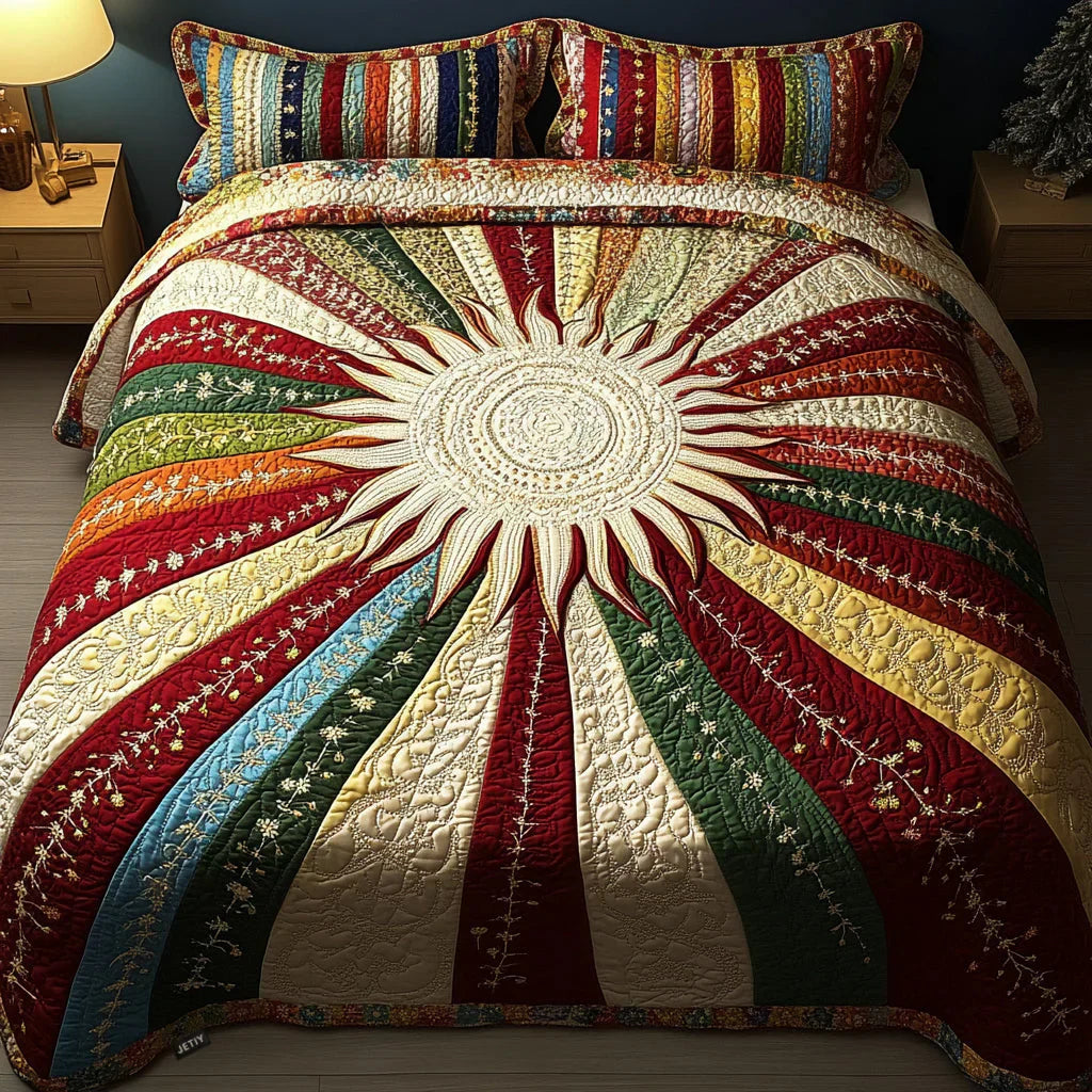 3-Piece Quilted Bedspread Set - Sunny Glow