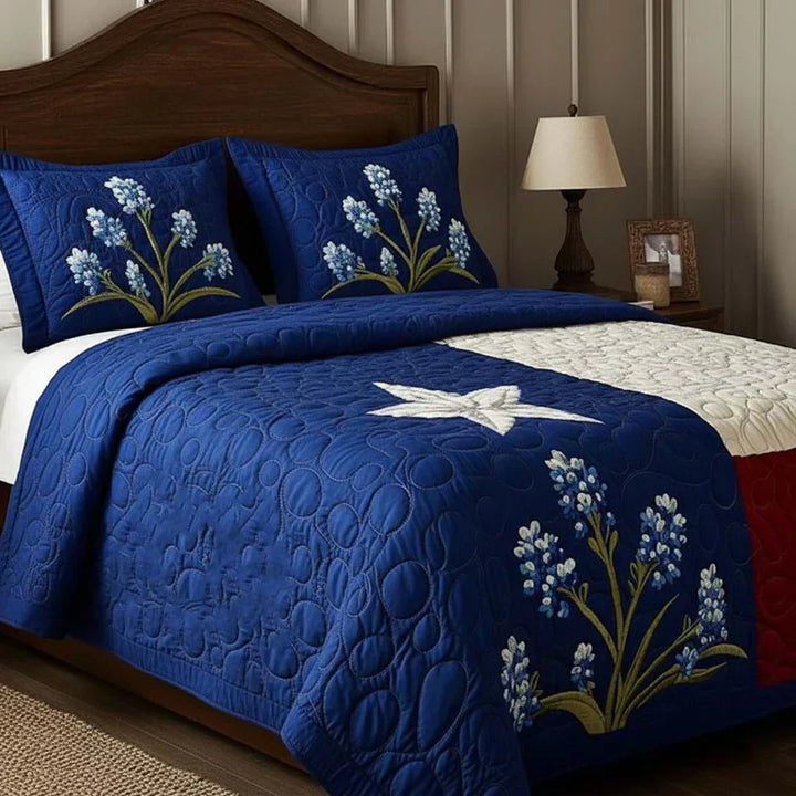 3-Piece Quilted Bedspread Set - Texas Pride