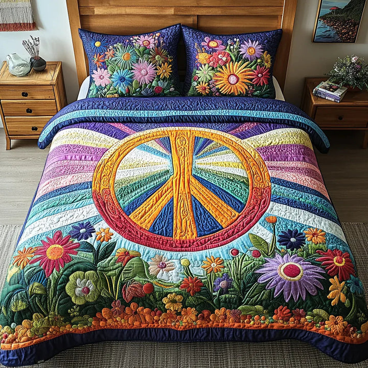 3-Piece Quilted Bedspread Set - Tie-Dye Dreams